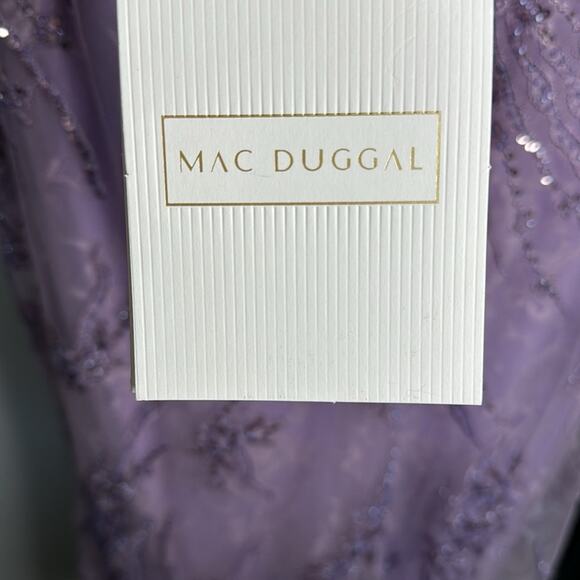 NWT MAC DUGGAL 67493 Vintage Lilac Lace Sequin Flutter Sleeve Evening Gown - Picture 9 of 12